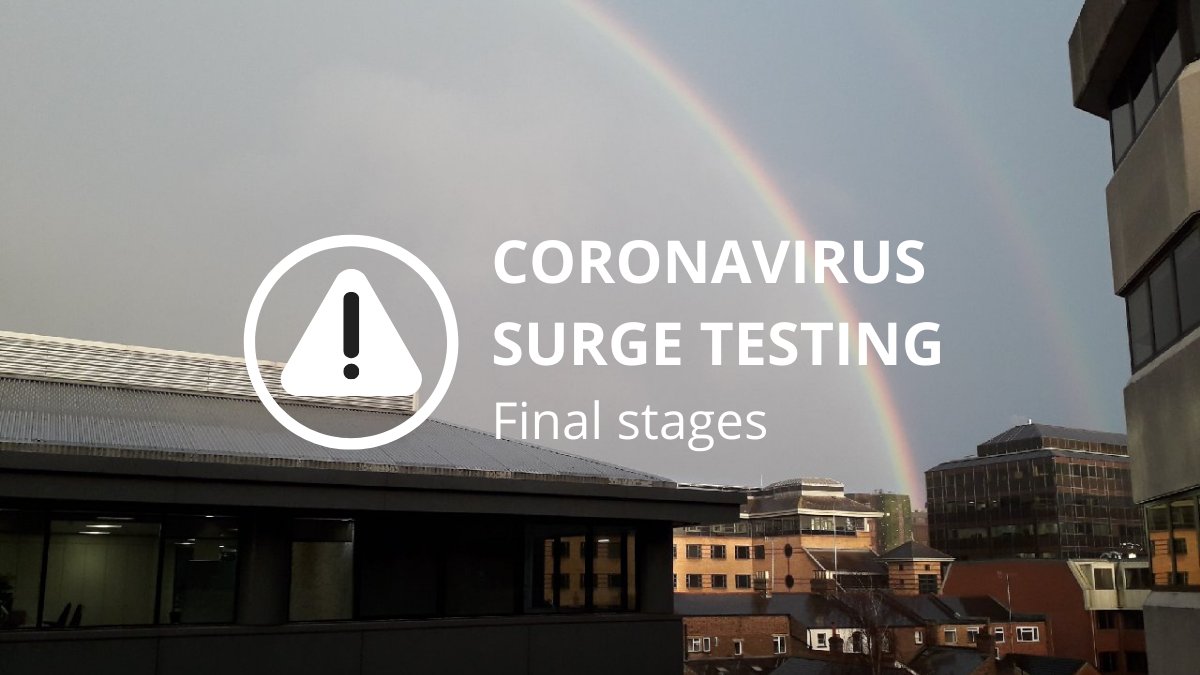 wokingcouncil's tweet photo. As an extraordinary week draws to a close and we enter the final stage of our #SurgeTesting, #RainbowsOfHope form over the borough! 🌈

Our volunteers are out again tomorrow but please don't be concerned if you don't receive a test. Updated info here > https://t.co/4Eaa9vk7sq https://t.co/L5wAOqtT6Q