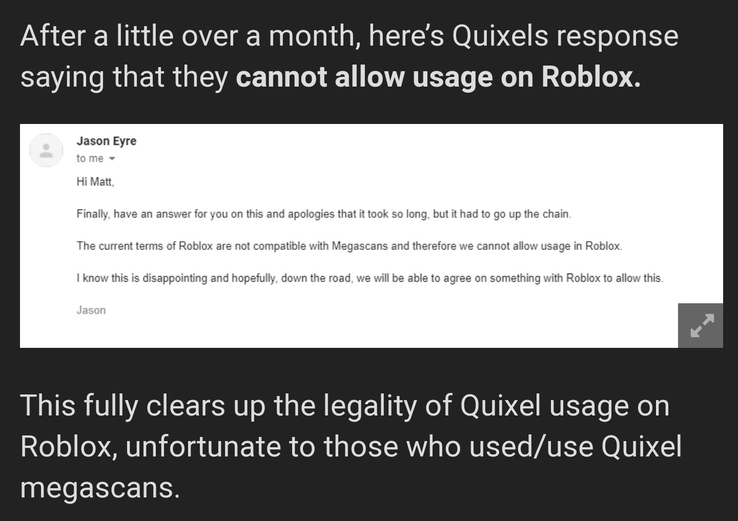 Cynosures On Twitter Psa To Roblox Developers Quixel Does Not Allow Usage Of Their Megascans On The Roblox Platform Roblox Robloxdev - do not answer the phone roblox