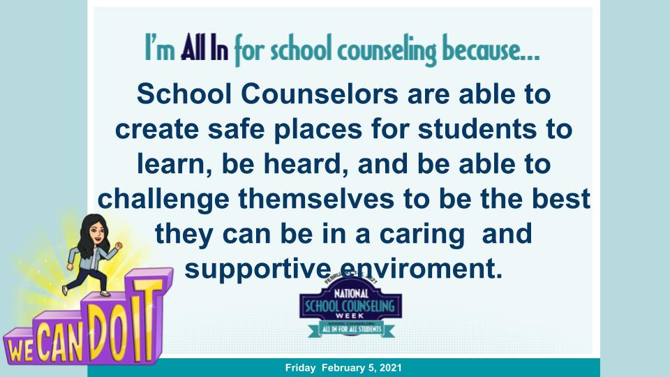 805schcounselor's tweet photo. It's been a great week to reflect why I do what I do.I can name many teachers,and mentors who have supportive me thru my education and career.For that I am forever grateful. My hope is to provide that same support to the students I serve. #beatthetablenotonthemenu #NSCW21 https://t.co/LxxfzD7GkY