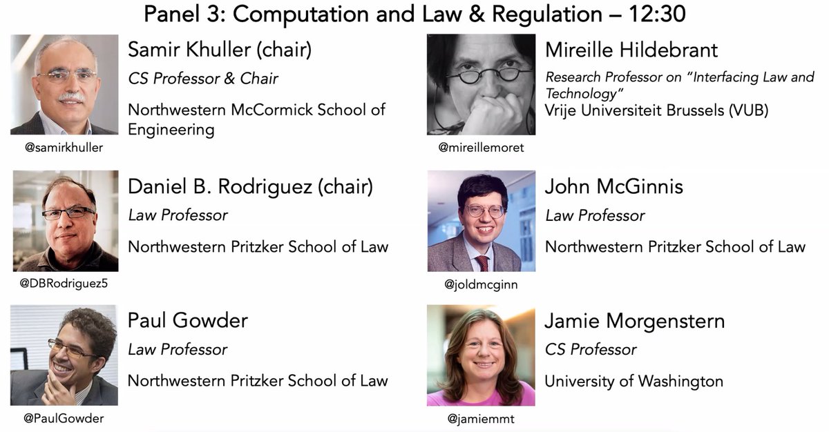 Just concluded a great session on judicial decision-making and the use of computational tools.  Third panel starting soon:  Computation+Law&amp;Regulation with distinguished scholars from <a href="/Northwestern/">NU Wildcats Football</a>, @VUB, and <a href="/UW/">University of Washington</a>. jtipnorthwesternsymposium.com