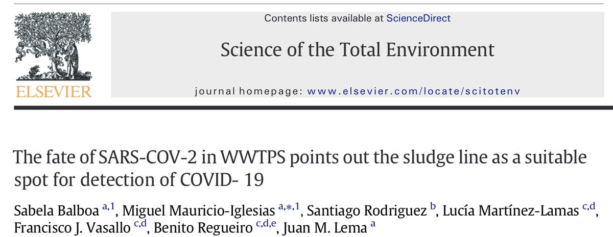 Juan M. Lema (@juanmlema) on Twitter photo The fate of #SARSCoV2 points out the sludge line as a suitable spot for detection of #COVID19. <a href="/sabebalboa/">Sabela Balboa Méndez</a>, <a href="/_MiguelMauricio/">Miguel Mauricio</a>, <a href="/VIAQUA/">Viaqua</a>, #Chuvi, <a href="/biogroup_usc/">Biogroup</a>, <a href="/cretus_usc/">CRETUS</a> The fate of #SARSCoV2 points out the sludge line as a suitable spot for detection of #COVID19. <a href="/sabebalboa/">Sabela Balboa Méndez</a>, <a href="/_MiguelMauricio/">Miguel Mauricio</a>, <a href="/VIAQUA/">Viaqua</a>, #Chuvi, <a href="/biogroup_usc/">Biogroup</a>, <a href="/cretus_usc/">CRETUS</a>