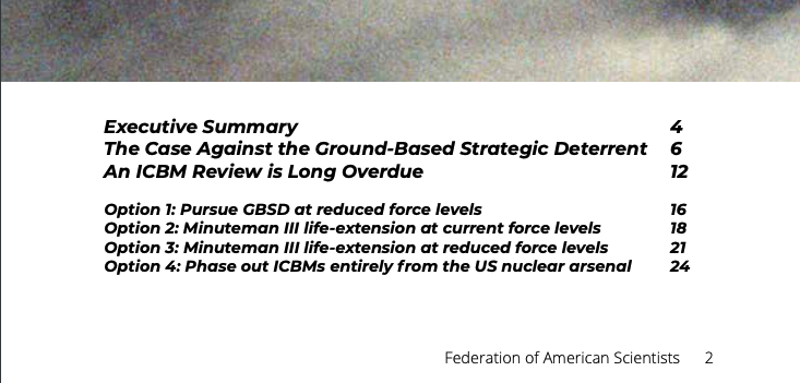 In this new policy memo, I propose 4 possible alternatives to the GBSD program of record:1) Pursue GBSD at reduced force levels;2) Pursue Minuteman III life-extension at current force levels;3) Same as above, but at reduced force levels;4) Cancel GBSD and phase out ICBMs.