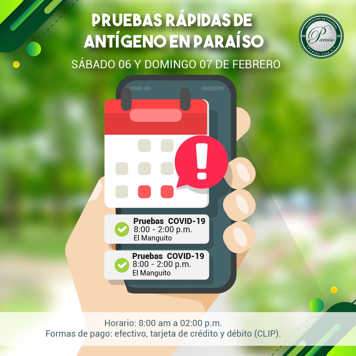 ColonosParaiso's tweet photo. 🔴Recordatorio🔴

Te esperamos este sábado 06  y domingo 07 de febrero, en "En el Maguito", o a domicilio.

Todos los detalles a tu mail proporcionado a la asociación. https://t.co/nA1XMaZ08N
