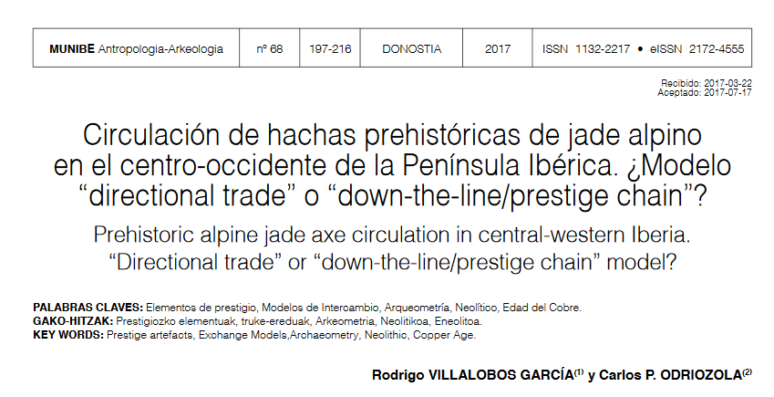 Algo de bibliografía:- Sobre jade alpino en el Neolítico peninsular.