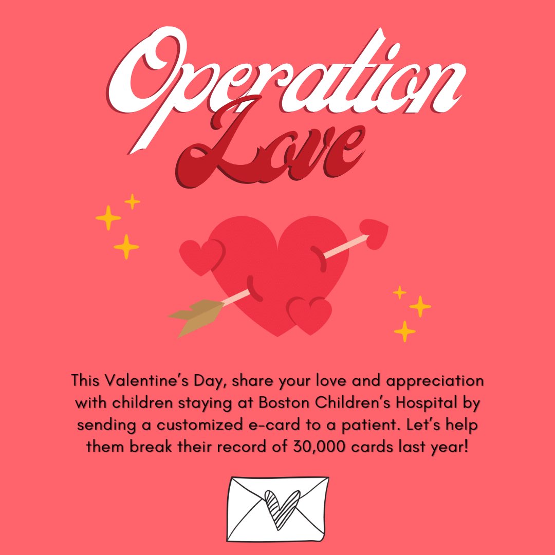 RHSco21council's tweet photo. Love is in the air!

This Valentine's Day, we are asking you to spread some love with Boston Children's Hospital!

Use the link in our Linktree labeled 'Operation Love' and send some card filled with love! 

Help us make Valentine's Day magical!

#RevereHigh2021 https://t.co/BUh6ljM2EG