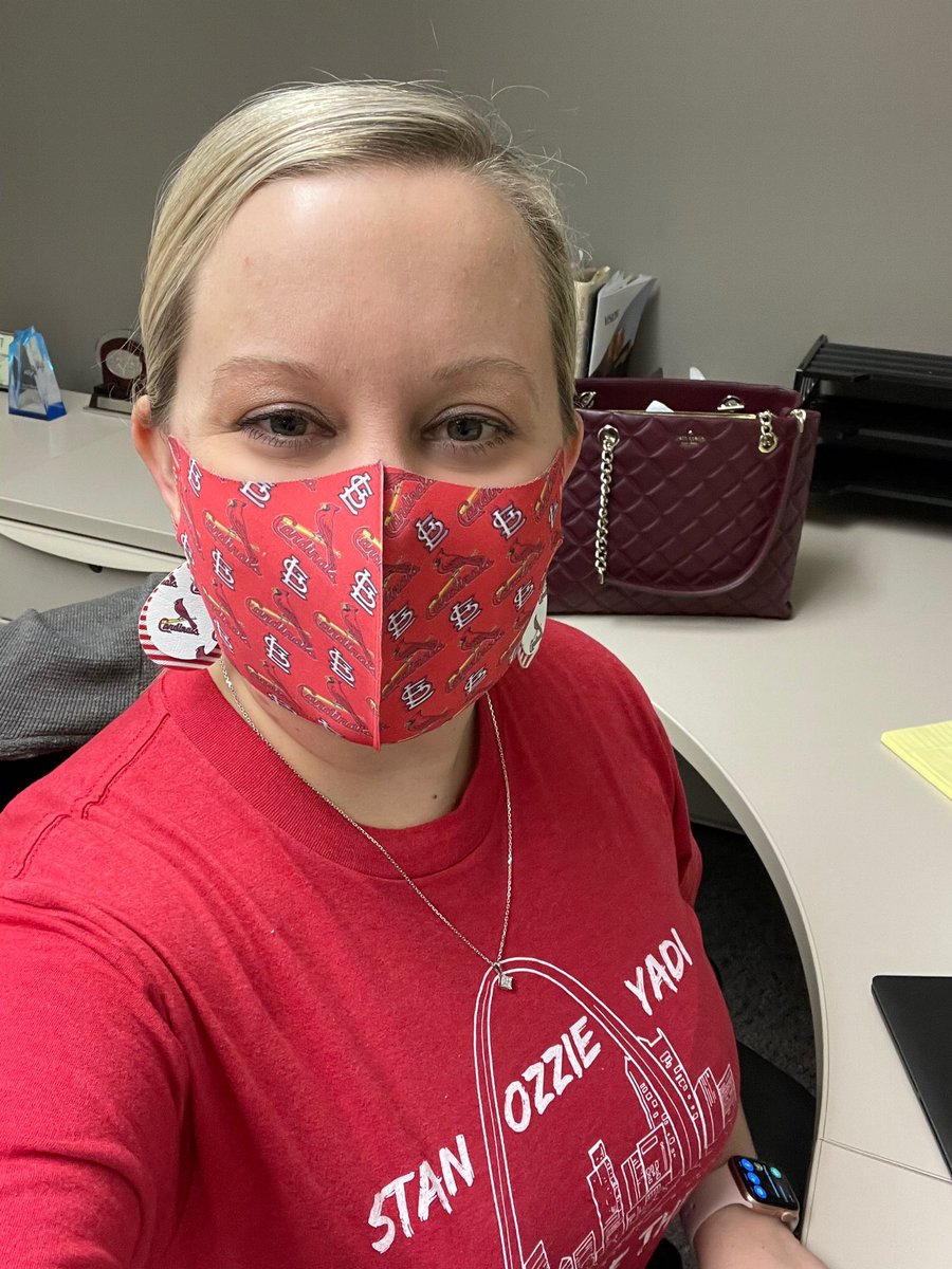 mrsjanasmith's tweet photo. It’s National Wear Red Day! AND wear your favorite sports team to work day (I really think they had the Chiefs in mind). #goredforwomen #goredmo #NationalWearRedDay https://t.co/kGrZdv7rbl