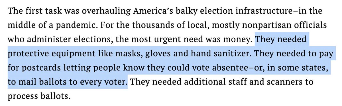 Note how they lump multiple things together:- Protective equipment (good!)- Informing voters of their options (good!)- Abruptly changing voting procedures via a lawsuit (controversial)