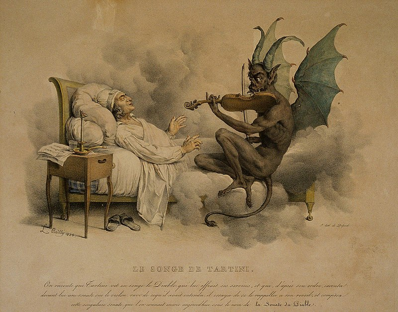 piyarak_s's tweet photo. ว่าด้วยดนตรีของปีศาจ Violin Sonata in G minor ของ Guiseppe Tartini ได้ชื่อเล่นว่า Devil's Trill Sonata ตาร์ตินีเล่าว่าในคืนหนึ่งเขาฝันเห็นปีศาจ ปีศาจยื่นข้อเสนอให้ทำสัญญา เขาจึงส่งไวโอลินให้ปีศาจเล่นให้ดู และปีศาจก็เล่นเพลงหนึ่งให้เขาฟัง เป็นเพลงที่เพราะมาก แต่ยังไม่จบก็ตื่นก่อน https://t.co/tbbwJpsbO3