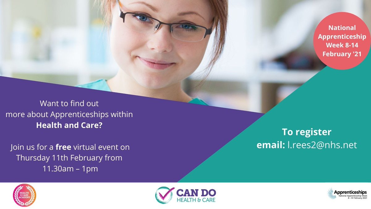 CareSuffolk's tweet photo. Next week is National Apprenticeship Week 2021! Come join this free virtual event.
 #NAW21  #NHS #SocialCare https://t.co/DQ8MQBDrLC