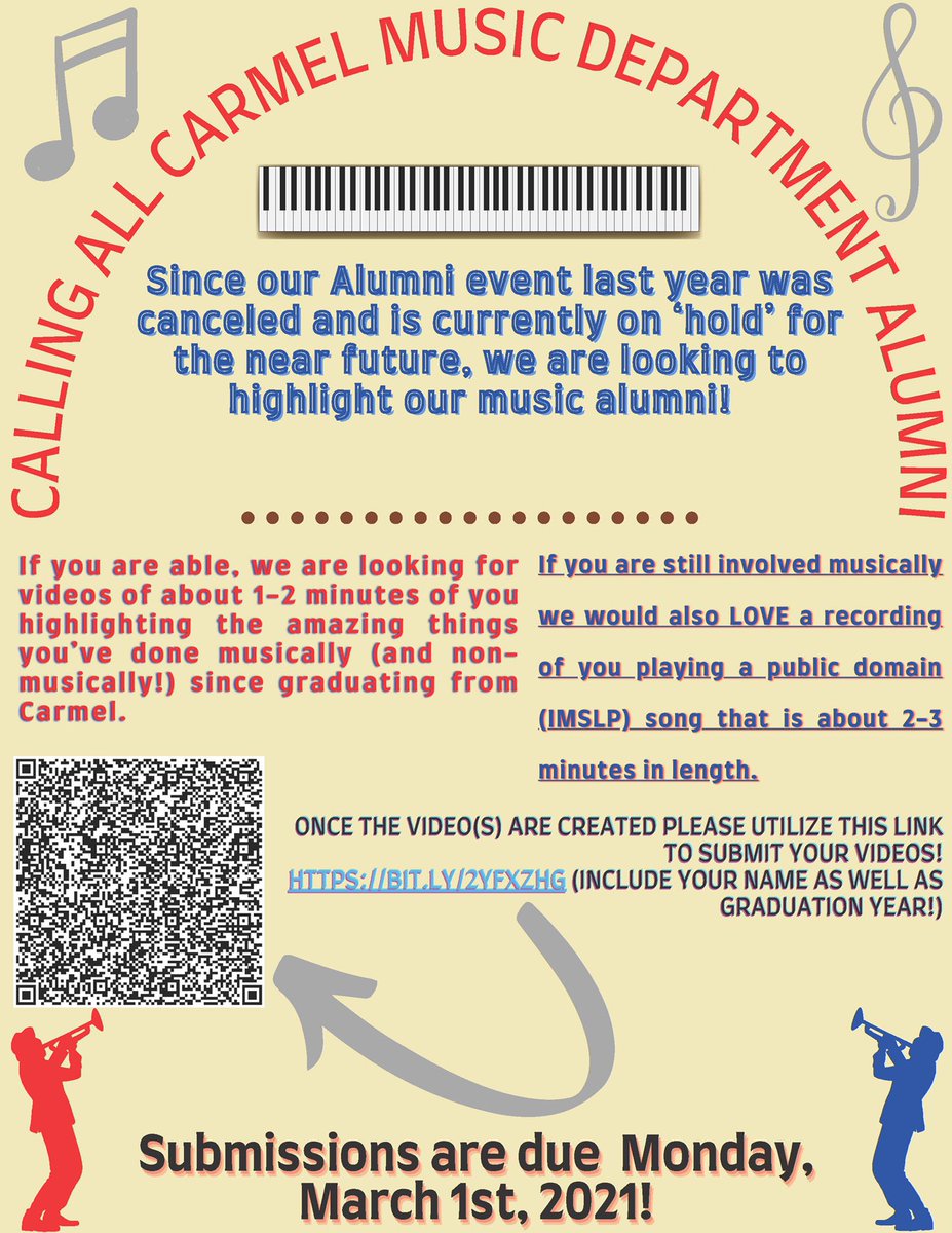<a href="/band_mcabral/">CabralBand</a> <a href="/MrsMadMusic/">Mrs. Madison</a> @Carmelschools <a href="/CarmelHS_info/">CarmelHS_info</a> - Check it out!! We are looking for alumni to submit videos!! <a href="/carmelhslibrary/">Carmel High School Library</a> <a href="/CcsdMusic/">CCSD Tri-M/Music</a> - any alumni or community members please share!!!!