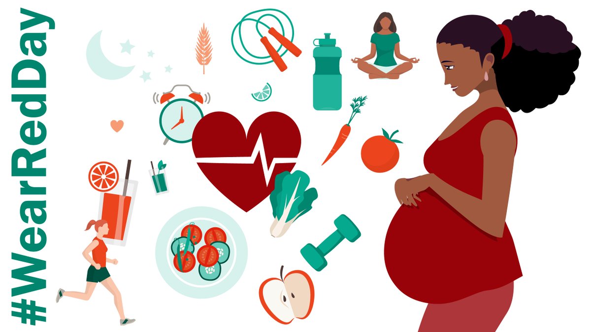 CDC_DRH's tweet image. It’s #WearRedDay - Show us your red! 

Taking care of your heart is important, especially during #pregnancy. Learn tips for healthy-heart living here: bit.ly/35XEgxp