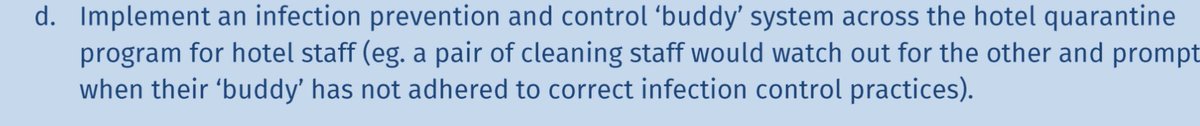 Recommending PPE is worn by staff with training, and a buddy system to check. 