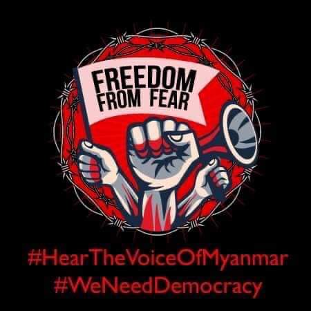We don't want MILITARY GOVERNMENT!
We want our Elected Government back!

FREEDOM FROM FEAR
#HearTheVoiceOfMyanmar
#WeNeedDemocracy