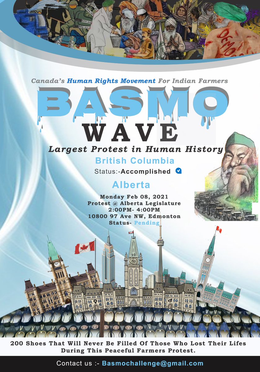 s_ishwinder's tweet photo. Alberta its your turn! Farmers Protest at Legislature on Monday February 8. Spread the word and join the protest to show your support for Indian Farmers. #FarmersProtest #Edmonton #Alberta #BASMO https://t.co/jW2GYZvwKk