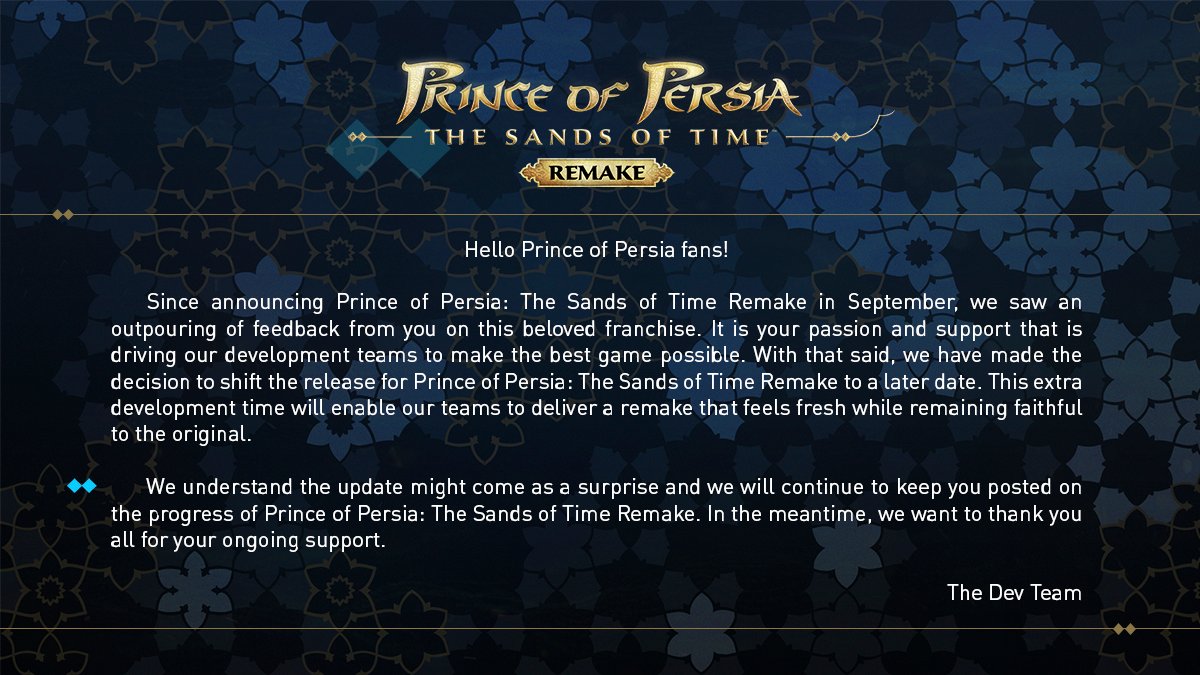 Prince of Persia: The Sands of Time - Ремейк перенесен еще раз