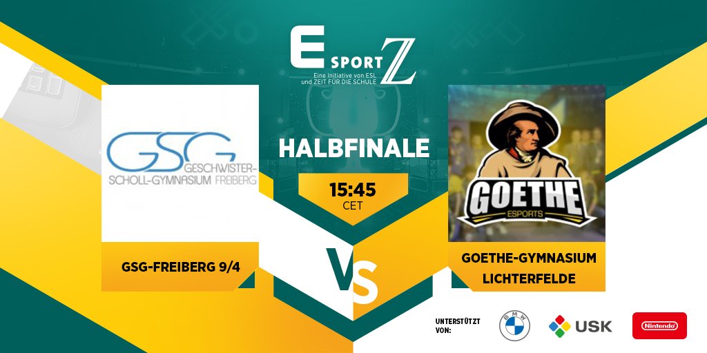 schulme1ster's tweet photo. 🏆Auf geht's ins erste Halbfinale des Tages! 🏆

GSG #Freiberg 🆚 GGL #Berlin

🔴 LIVE aus den ESL Studios: https://t.co/MAzM2TcAmP https://t.co/tNfFuwxjsU