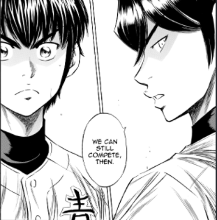 - going back a bit: furusawa's relationship made a turn for the better in act ii, right? i said that it got more complex but like wholesome i forgot my exact words but i think that complex thing comes into play here because furuya says this, like he LIKES that they compete. like+