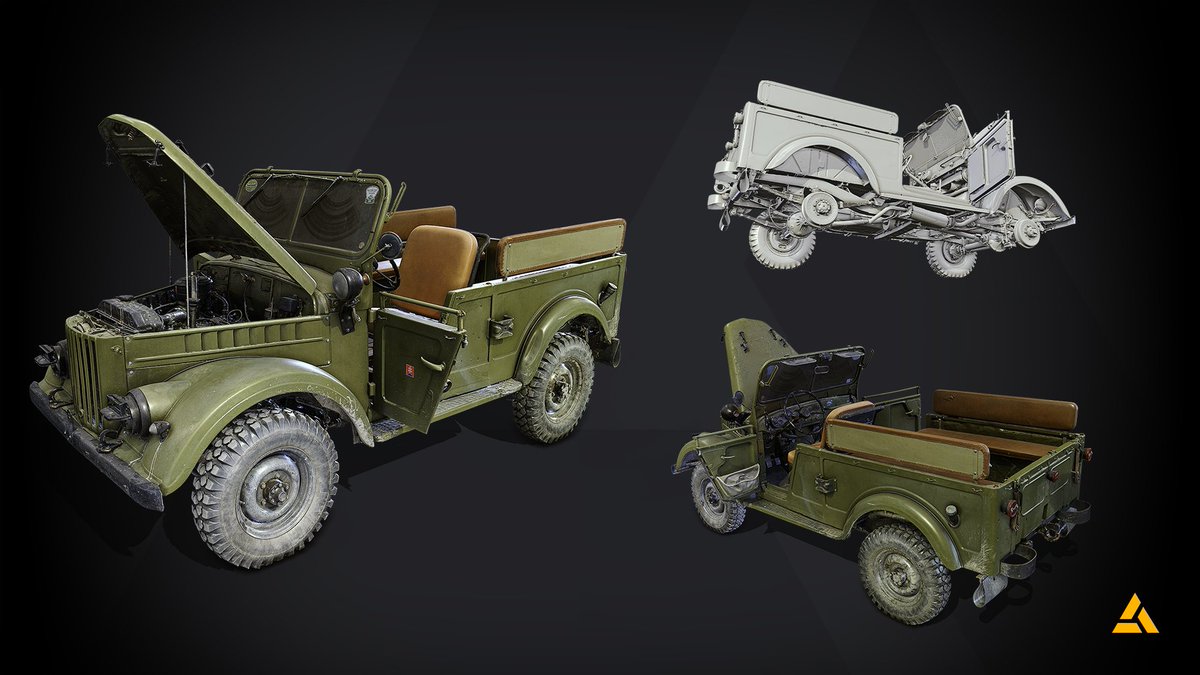 Artzenalcom's tweet photo. 3D Scan of the GAZ - 69 a light truck with capturing all the details like mud and leather. Made with #Photogrammetry, borrowed from Robert Hanák

Made with @realitycapture @NikonEurope @profoto @marmosetco

#gaz69 #offroad #Army #Military #3DScan #Render #Artzenal https://t.co/GrdPLH9u6A