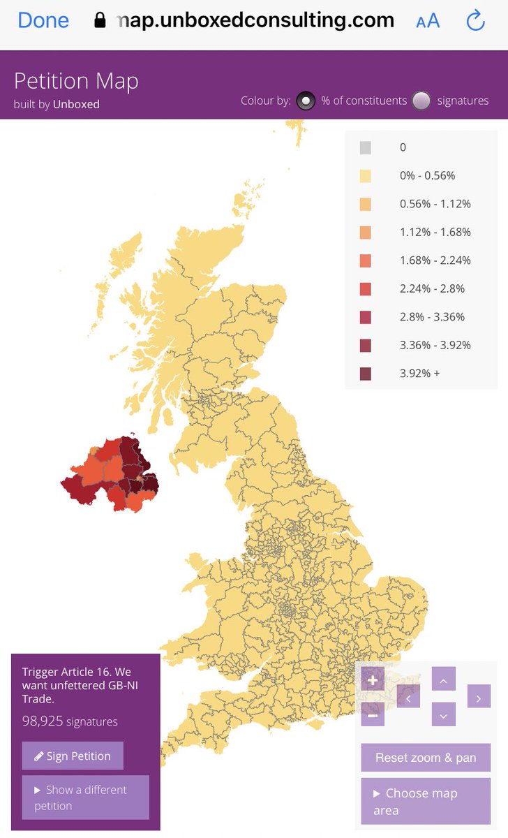NWSharingZone's tweet image. .@NWSharingZone This map speaks volumes about who is signing this petition, very few in reality. It’ll change nothing and the DUP would do well to tell those signing it. #DUP #Bluster #SmokeandMirrors #Article16 #BrexitReality