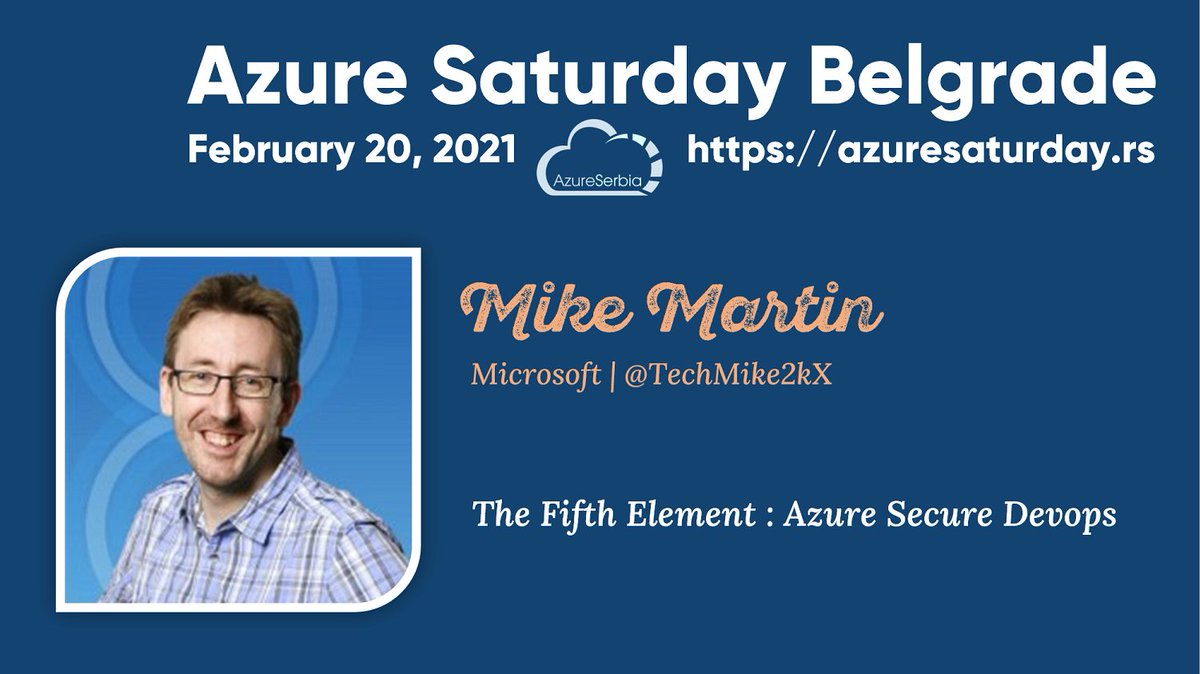 Azure Saturday Belgrade (@azureinbelgrade) on Twitter photo 👉👉 Azure Saturday Speakers 👈👈
We are delighted to have <a href="/TechMike2kX/">Mike Martin 🦇</a> as a speaker this year. Let's join the session "The Fifth Element: Azure Secure DevOps" and learn from the real-world expert.
#azuresaturday #azureserbia #communityrocks 👉👉 Azure Saturday Speakers 👈👈
We are delighted to have <a href="/TechMike2kX/">Mike Martin 🦇</a> as a speaker this year. Let's join the session "The Fifth Element: Azure Secure DevOps" and learn from the real-world expert.
#azuresaturday #azureserbia #communityrocks