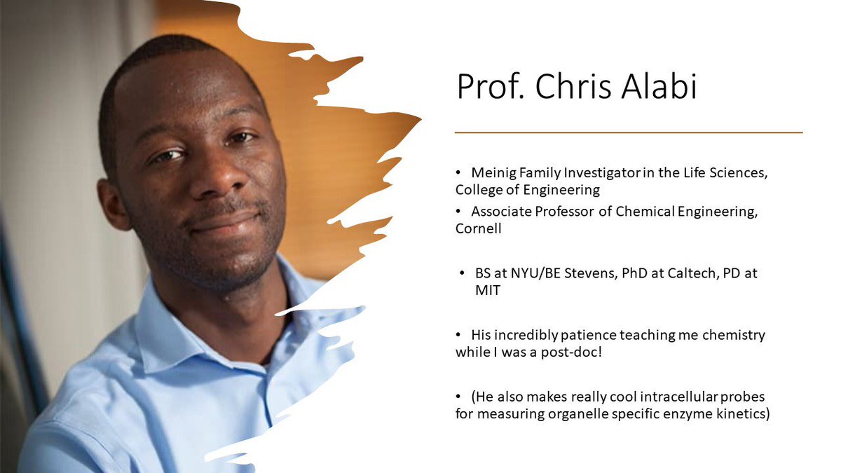 Granted, Prof Chris Alabi  @alabiac  @cornell does very elegant molecular engineering work. But  @ProfArmani chose him b/c he taught he taught her click  #chemistry when they were both students. And  #mentoringmatters.  @chemjobber https://www.alabilab.com/ 