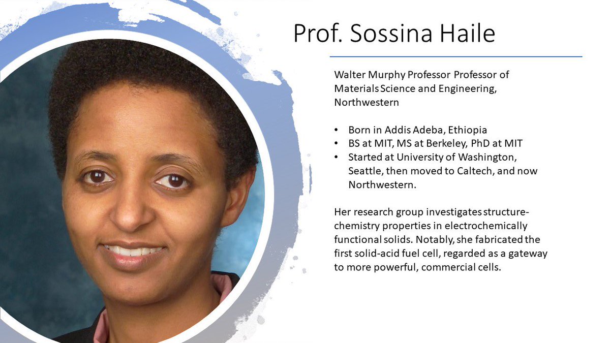 Prof Sossina Haile  @NorthwesternU has done amazing work on battery development AND she has been an amazing (positive) role model - for decades - for women in engineering (including our advisor!).  #WomeninSTEM http://addis.ms.northwestern.edu/&nbsp;