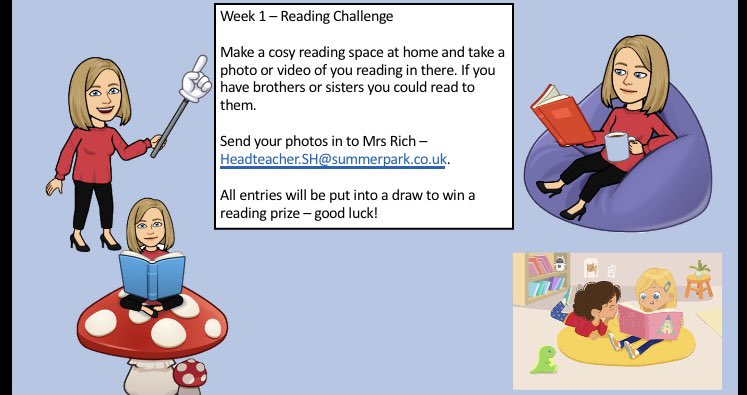 SHAcademyTipton's tweet photo. Key Stage 2 - I can’t wait to see your cosy reading spaces #mrsrichsreadingchallenge https://t.co/MkeThQ7zcY