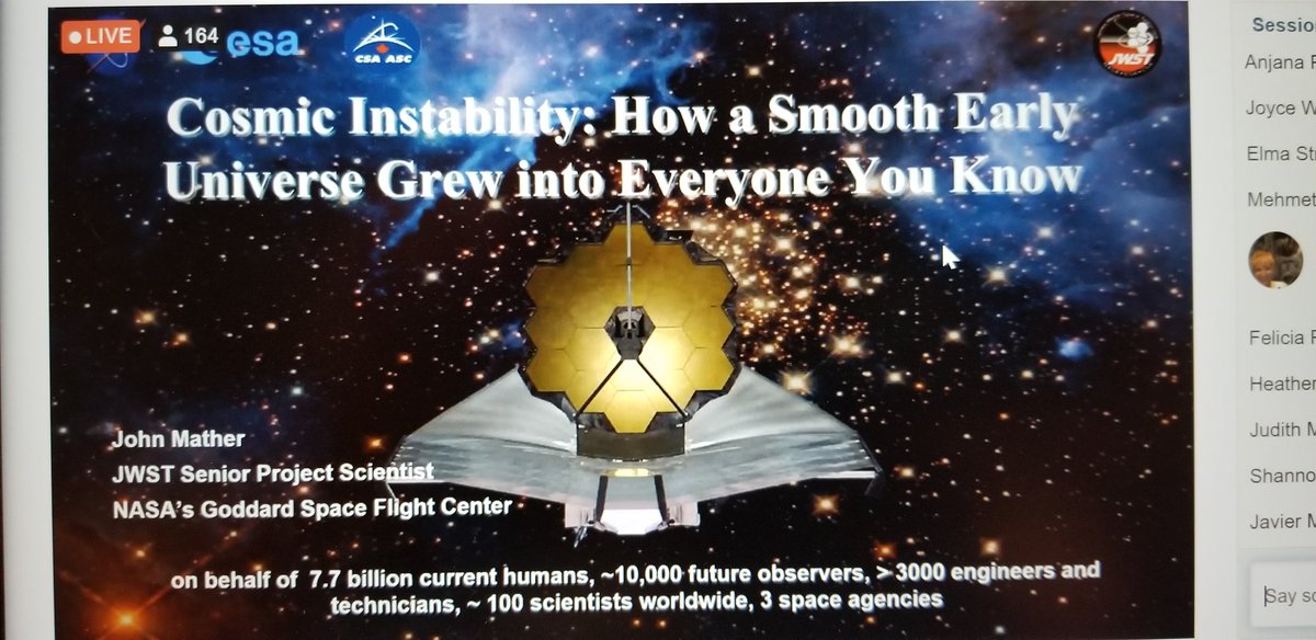 hyegeologist's tweet photo. Listening to Dr. John Mather this morning and getting my mind blown! So excited for the launch of the JWST in October! #SEEC2021 https://t.co/XMHdkeemYW