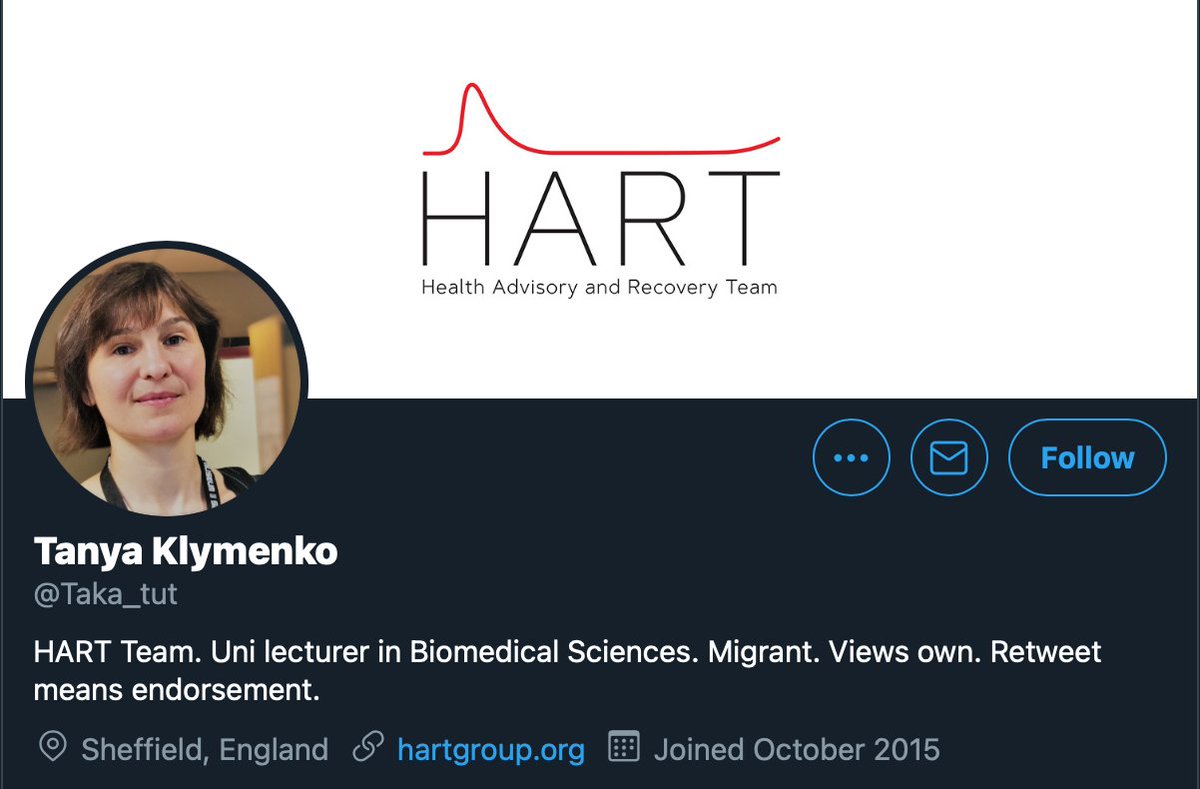 Dr Tanya Klymenko @Taka_tutSenior lecturer in Biomedical sciences, Sheffield Hallam UniversityDr Klymenko likes the misleading HART logo.I wonder if she'll retweet this.../10