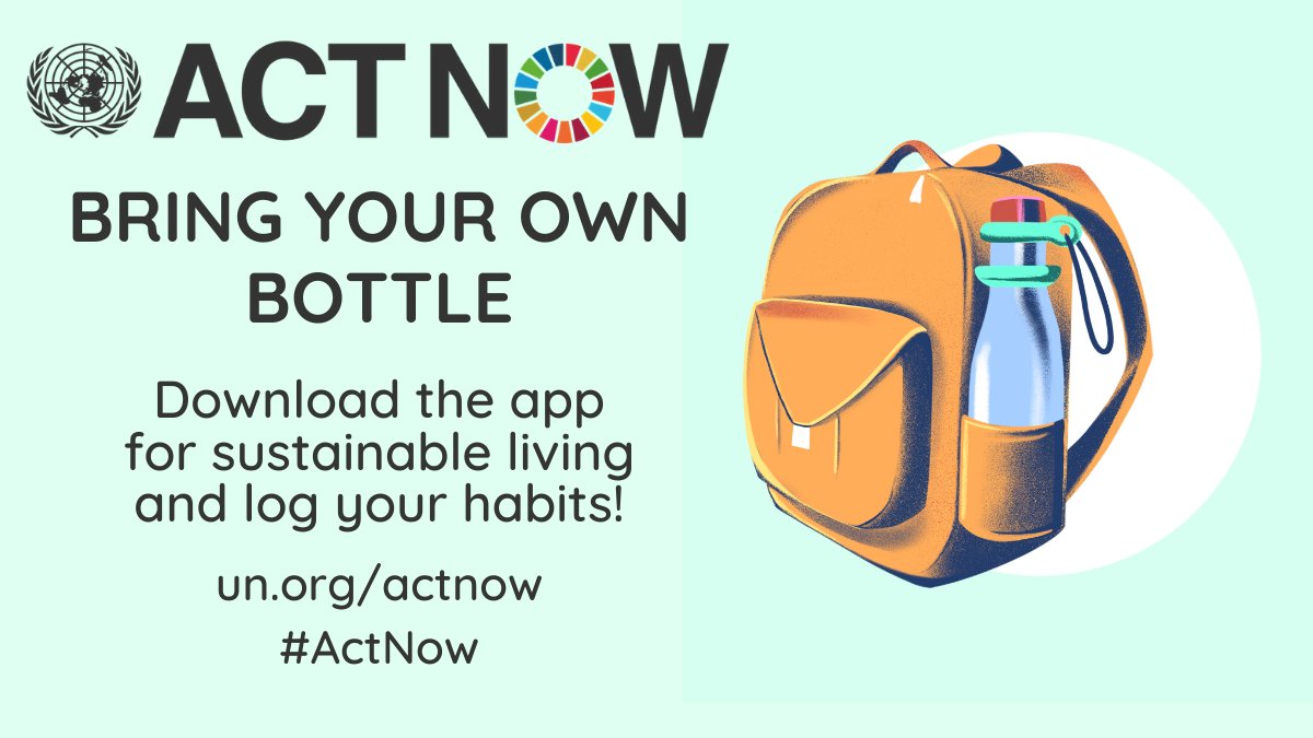 SustDev's tweet photo. 1⃣ million plastic bottles are sold around the 🌎 per minute, adding to the plastic pollution that ends up in our landfills &amp; oceans. We can all make a difference if we simply bring our own refillable bottle - log your #ClimateAction in our 📱mobile app👇 https://t.co/v3mx571EcA https://t.co/4PaPu5IFK9