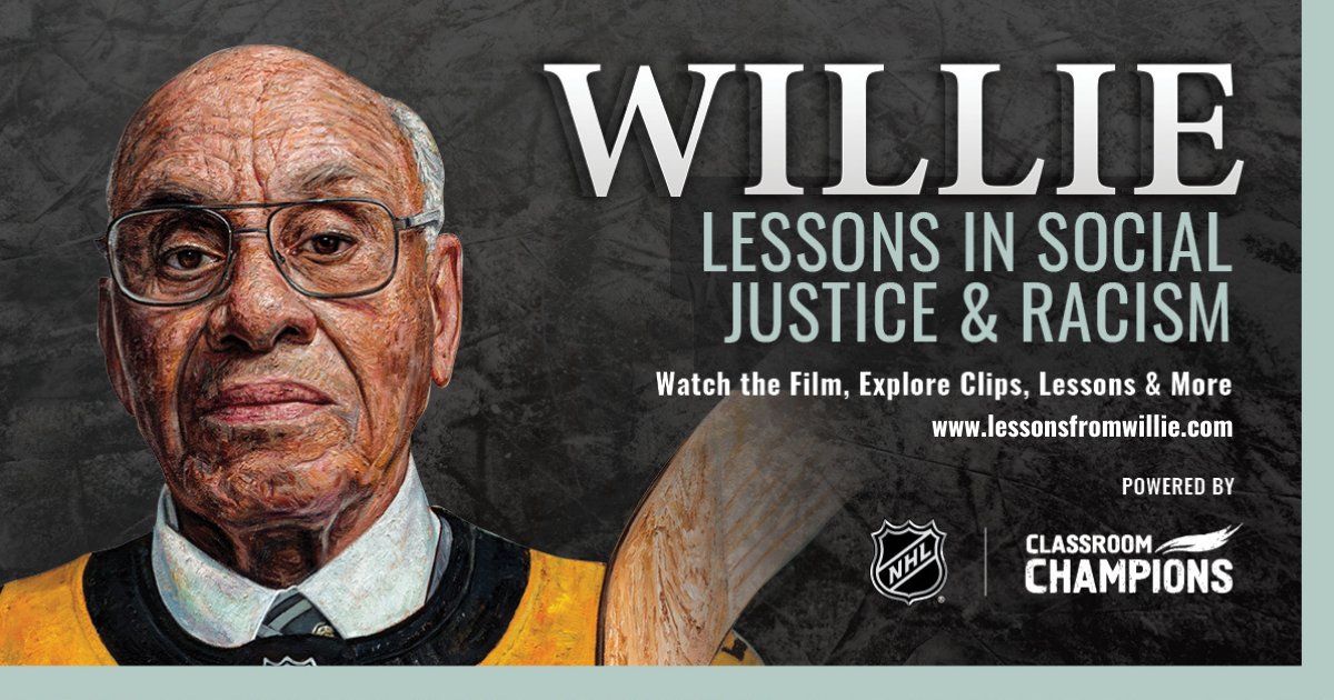 ClassroomChamps's tweet photo. Representation means seeing players who look like you make their way to the main stage (or ice). Willie O'Ree, the first black player in the @NHL, battled adversity, but paved the way for so many. More representation #LessonsFromWillie at https://t.co/tuBPsnmZME https://t.co/spPLVFSITV