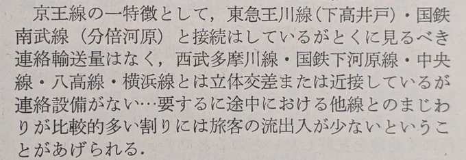 京王線。分倍河原での南武線乗り換えが、この頃はまだ玉電(世田谷線)と同列に扱われるほど少なかったのか。なお朝ラッシュの混雑も運転本数もすでに限界に達している(鉄ピ1965.6) 