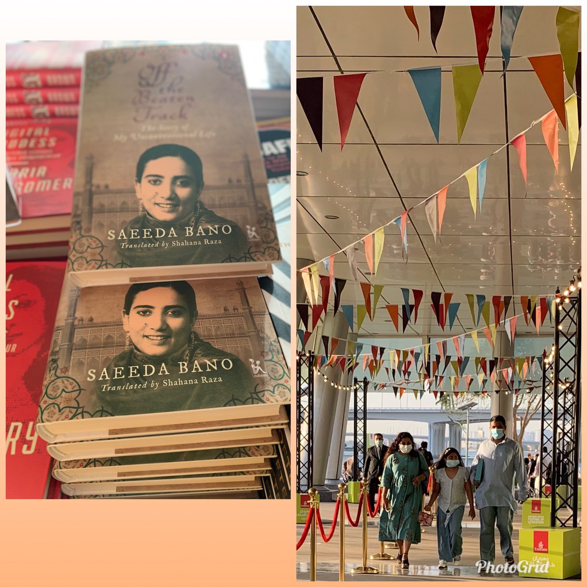 ShahanaRazaa's tweet photo. After a bit of a song and dance due to Covid delays with the courier, #offthebeatentrack made it to @EmiratesLitFest thanks to @PenguinIndia and @magrudys team effort. Meet me 130p tomorrow 6 Feb and get to know more about India’s #firstwoman #radio #newsreader @Sumangla29 https://t.co/Orm8Or6Xfm