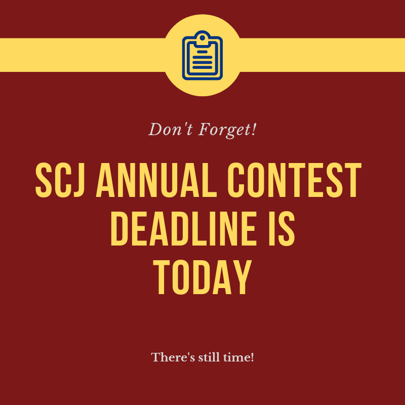 scjnational's tweet photo. Today is the last day to enter n the 2021 SCJ Contest.
Good luck!
Visit: https://t.co/VV3xLbJiMy https://t.co/C7UWBpMoC7