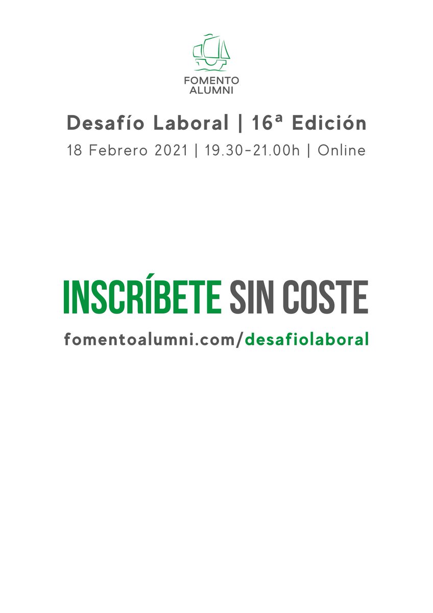¿Cómo cambia el #COVID la gestión de tu #talento?
Seis <a href="/FomentoAlumni/">Fomento Alumni</a> nos darán la respuesta. Todo ello en la 16ª edición de #DesafioLaboral!💻Inscríbete sin coste aquí fomentoalumni.com/desafiolaboral
#alumni #YoSoyFomentoAlumni #empleabilidad