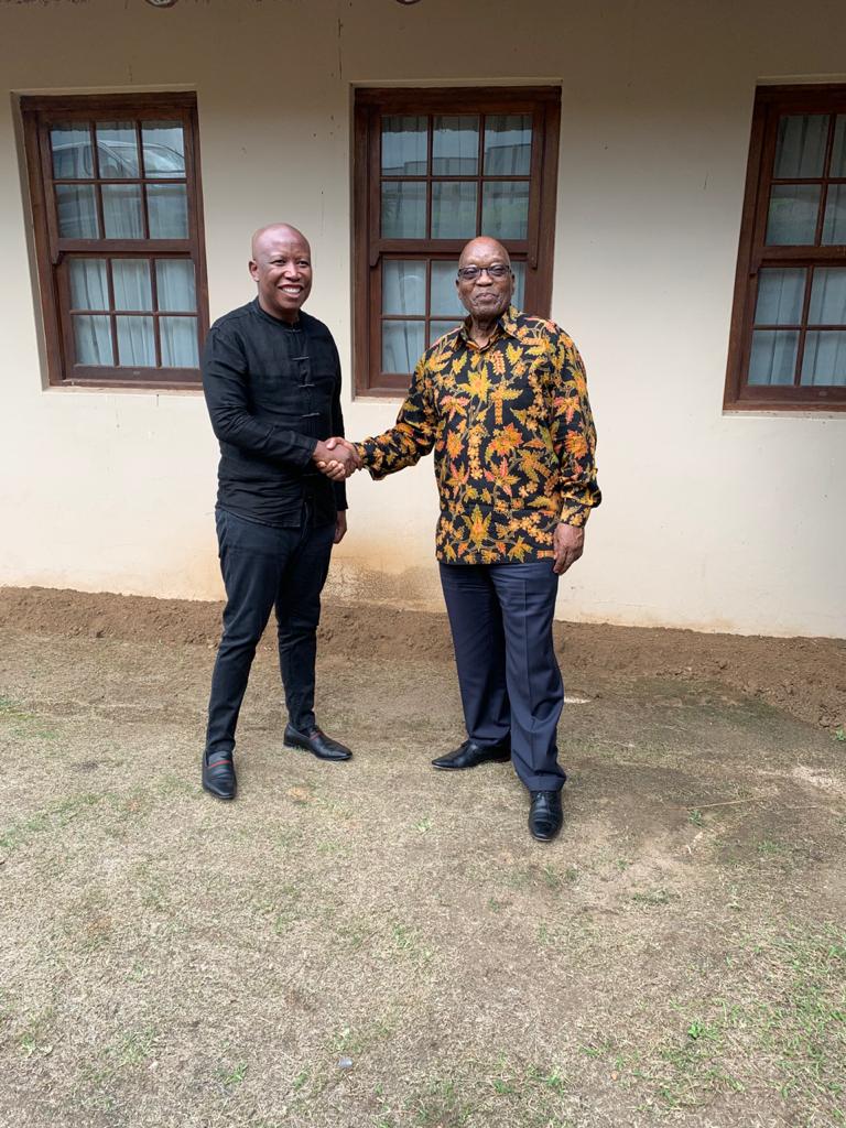 EFFSouthAfrica's tweet photo. [In Pictures]: The CIC @Julius_S_Malema at the Former President of South Africa, Jacob Zuma’s Homestead in Nkandla, having TEA. https://t.co/1JzFNz2lIw