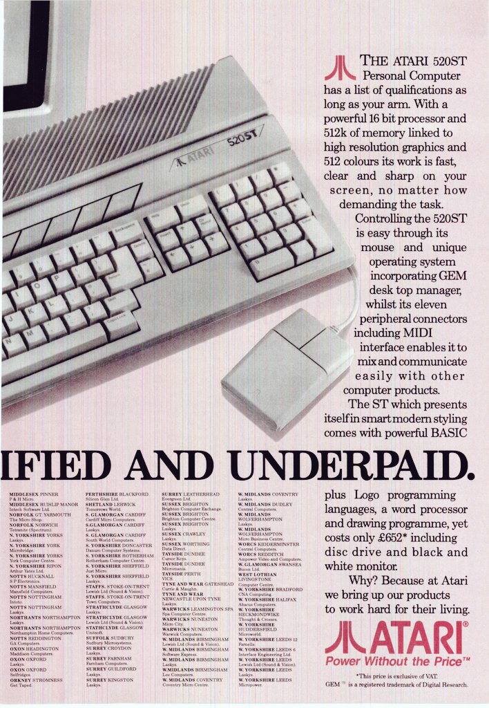 Retro70sChild's tweet photo. Atari 520ST SF354 Disc drive and SM124 B/W Monitor December 1985. £652+Vat £749inc would be approx £1586 in today's money.
#Atari #AtariST #Atari520ST #retrocomputer #vintagecomputer #16bit #retrogamer #retrogaming #Retro70sChild  #personalcomputerworld

https://t.co/3y6iqejikS https://t.co/Q1UWp7lvwc