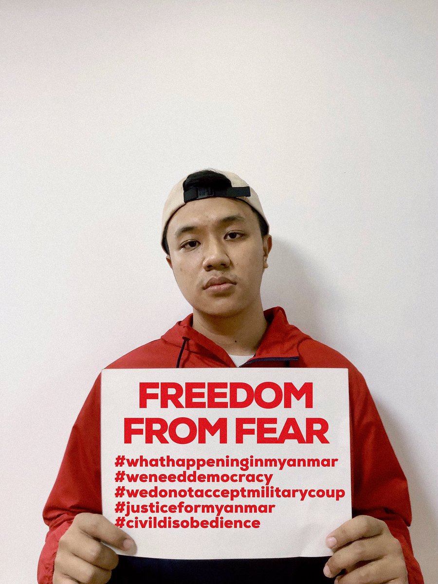 Lyon2702's tweet photo. FREEDOM FROM FEAR
#HearTheVoiceOfMyanmar 
#WeNeedDemocracy https://t.co/tElkKLJsLk