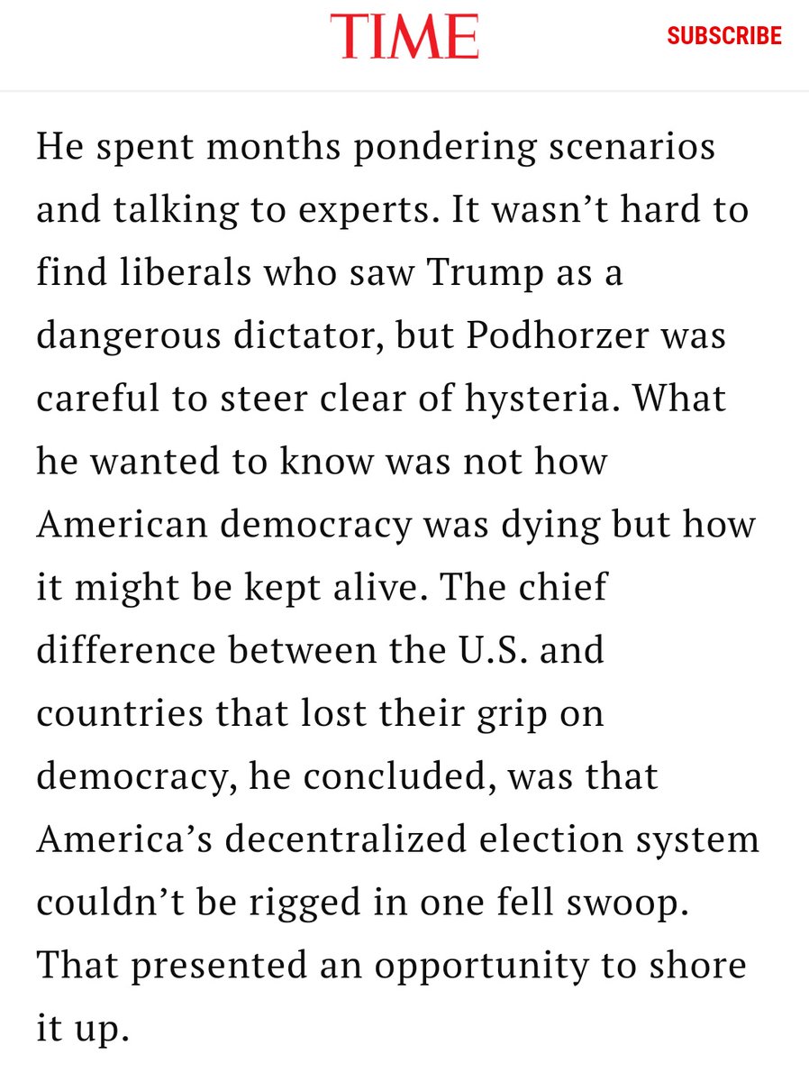 You guys, he steered clear of hysteria while seeing Trump as a dictator. Heroic stuff, right here.