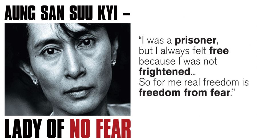 "I Was A PRISONER, But I Always Felt FREE Because I Was Not FRIGHTENED....So For Me The Real Freedom Is FREEDOM FROM FEAR"

          -Aung San Suu Kyi(Our Leader)

#HearTheVoiceOfMyanmar
#WeNeedDemocracy 

FREEDOM FROM FEAR