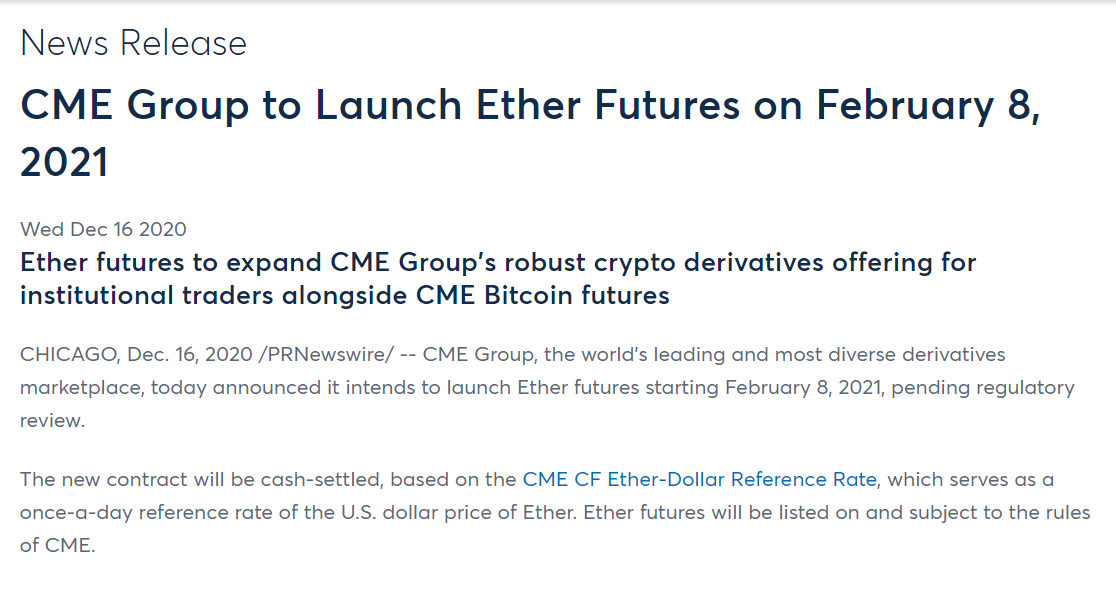 Three years later they are launching  #Ethereum-futures.