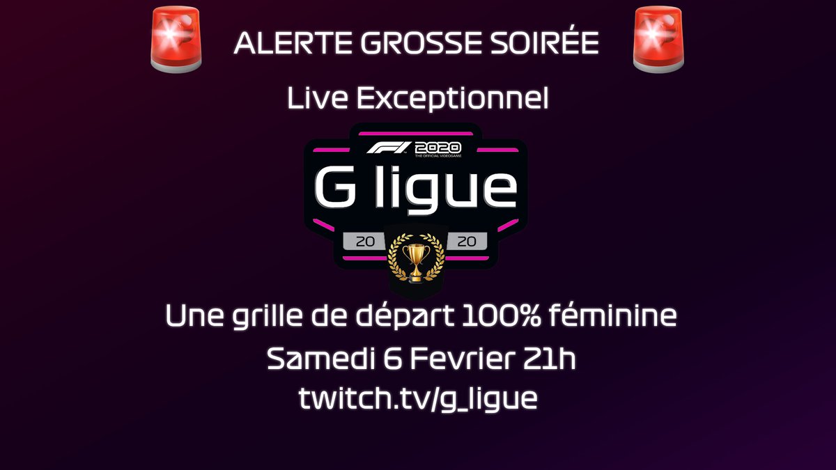 G_Ligue_Esports's tweet photo. Les boîtes de nuit ça vous manque ? Nous on sort notre Ladies Night à nous ! 

Samedi soir (demain) gros évènement de l'inter saison, la G Ligue se transforme en GIRL LIGUE. 16 voix féminines en vocal ça va être le truc le plus énorme que vous aillez jamais vu (entendu) sur F1 ! https://t.co/IvHUjySxFA
