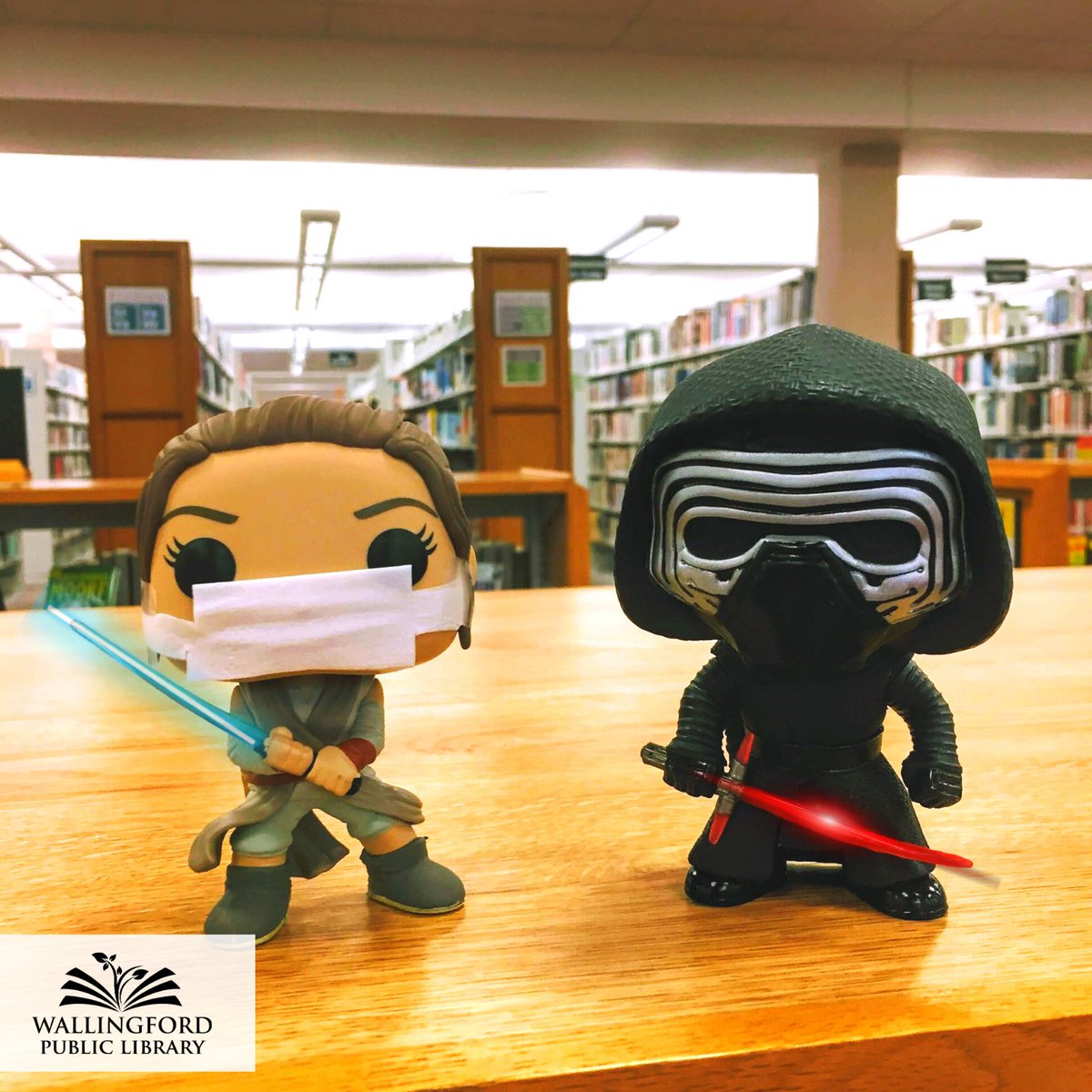 Walpublib's tweet photo. We can't all have masks as cool as Kylo Ren's, but at least we can all do our part in wearing one. WPL Cloth Masks are available for $5 at the Circulation Desk. #FunkoFriday #FunkoInTheLibrary
.
.
#WearAMask #ClothMask #KyloeRen #Rey #Reylo #StarWars #Funko #FunkoPop #PopVinyl https://t.co/UhvjbafV6O
