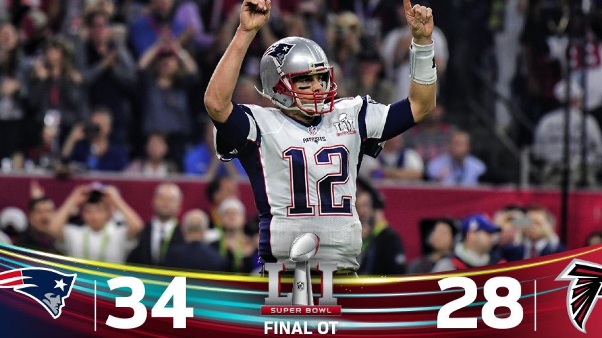 PatsBuzz's tweet photo. Four years ago today the Patriots completed the greatest comeback in Super Bowl history. Absolutely legendary. 🔥🔥 https://t.co/ZiBhydiAtO