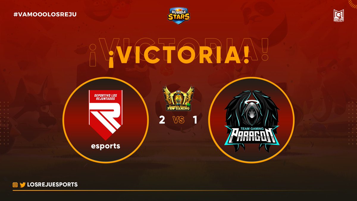 #RumbleStars • RESULTADO 

¡Gran victoria del equipo! Demostrando que estamos muy fuertes 💪

🏆 @RSPROGAMING1 
🆚 <a href="/TG_Paragon/">Team Paragon</a> 
✅ 2 - 1
🎖 <a href="/DiegoAndre03/">𝔸NDRES</a> 

#VamoooLosReju