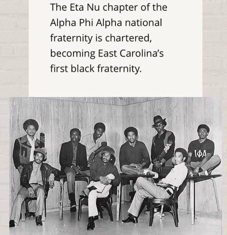 #BlackHistoryMonth On April 3, 1971, the Eta Nu Chapter was chartered becoming the 1st NPHC organization at #ECU and the 1st ΑΦΑ chapter on a predominately white institution (PWI) in the state of North Carolina.