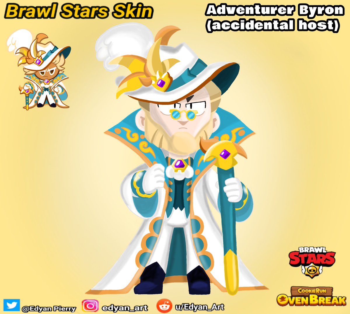 Edyan Art On Twitter 60 Skin Skin For Byron Brawlstars Based On The Character Adventurer Cookie With The Skin Accidental Host From The Game Cookierun Brawlart Brawlstarsart Brawlstarsskin Brawlstarsbyron Cookierunovenbreak - brawl stars skins ideas byron