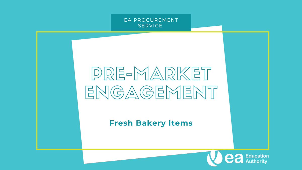 PRE-MARKET ENGAGEMENT: 

We wish to carry out some pre-market engagement with interested suppliers of Fresh Bakery Items. 

If you are interested in taking part please email: catering.procure@eani.org.uk by 12:00 on 17 February 2021 #EAProcurement
