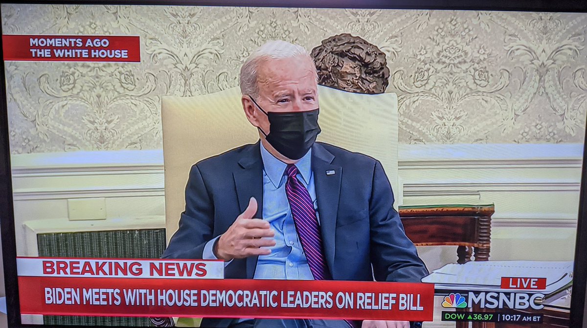 Biden is meeting with lawmakers this morning and continuing to push for a new covid aid package after today's jobs report. 

"We can't do too much here," he said. "We can do too little. We can do too little, and sputter."