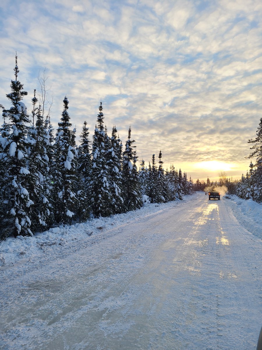 SixtyNorthGold's tweet photo. On the winter road to Mon Gold Property, a portage south of Sito Lake. Waiting for lake ice to thicken before hauling our mining equipment to site. Photo by CJ Contracting. $SXTY #SXTY #NWT #Gold #goldexploration #goldmining #Canadagold #JuniorMining #Mining #MiningStocks #mines https://t.co/x4qi2ezMtj